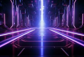 Ai Generative Neon illuminated futuristic backdrop realistic image, ultra hd, high design very detailed photo