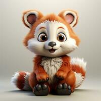 3d cartoon cute red panda ai photo