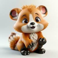 3d cartoon cute red panda ai photo