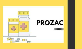 prozac médico pastillas en rx prescripción fármaco botella para mental salud vector ilustración