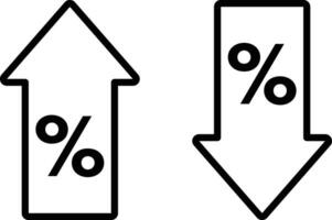 Percent up and down icons . Price low down and up icon vector . Percentage down and up arrow icon