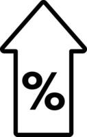 Percent up icon . Discount increase arrow icon vector . Percentage arrow up icon