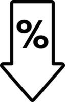 Percent down icon . Percentage down arrow icon vector . Price low arrow icon