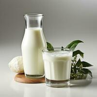 A glass of fresh pure white milk ai photo