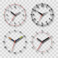 Watch dial on background with a shadow. Set of four elements. Vector illustration