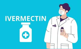 Ivermectin Pills in Rx bottle vector illustration