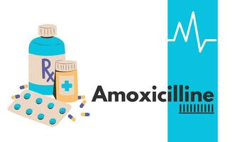 Amoxicillin generic drug name. It is an antibiotic used to treat middle ear infection, strep throat, pneumonia, skin infections, and urinary tract infections vector