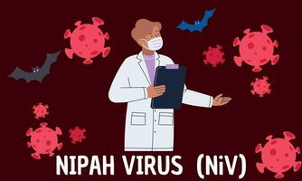 nipah virus infection is a newly emerging zoonosis that causes severe disease in both animals and humans. Vector illustration