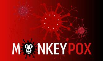 Monkeypox virus banner virus outbreak pandemic design with microscopic view background. Vector illustration