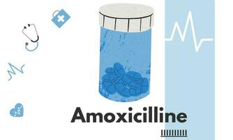 Amoxicillin generic drug name. It is an antibiotic used to treat middle ear infection, strep throat, pneumonia, skin infections, and urinary tract infections vector