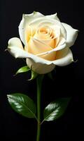 flower white rose on black background, wallpaper, design, AI generated photo