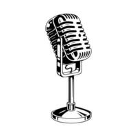 vintage Microphone isolated on a white background. Vector illustration.