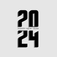 2024 happy new year black logo vector