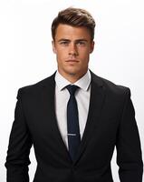 Ai generative Business man in a suit white transparent background photo