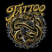 snake mascot tattoo badge design logo vector