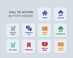 Web Button Design for CTA or Call to Action with Flat Design and Modern Style vector