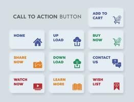 Web Button Design for CTA or Call to Action with Flat Design and Modern Style vector