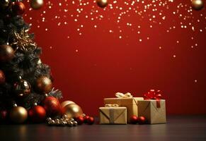 Ai generative Christmas background with negative space realistic image ultra hd high design very detailed photo