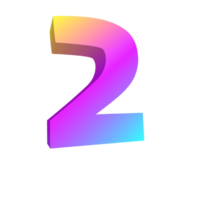 3d rendering number with colorful line png