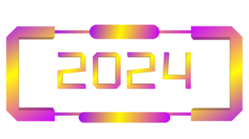 Brightly colored number 2024 reflecting the new year png