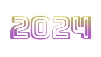 Brightly colored number 2024 reflecting the new year png