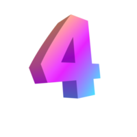 3d rendering number with colorful line png