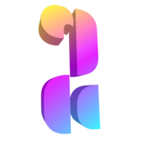 3d rendering number with colorful line png