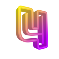 3d rendering number with colorful line png