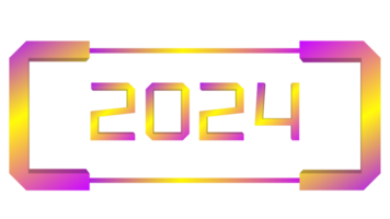 Brightly colored number 2024 reflecting the new year png