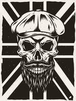 skull poster with union jack flag background vector