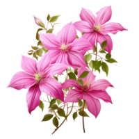 fresco Rosa clematis flores broto e folha ai generativo png