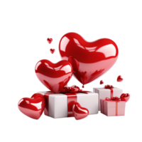 san valentin día blanco regalo cajas con rojo corazones ai generativo png