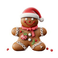 Christmas Gingerbread Man Cookies with Santa Hat ai generative png