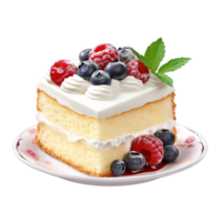 Fresco Leche pastel pedazo con frutas ai generativo png