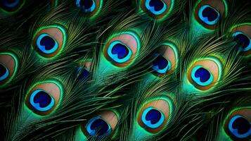 Peacock feathers background AI Generated photo