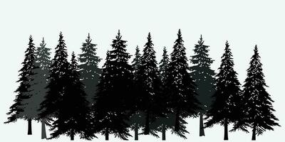 pine trees Vector collection, Nature silhouette landscape, Spring forest pine trees.