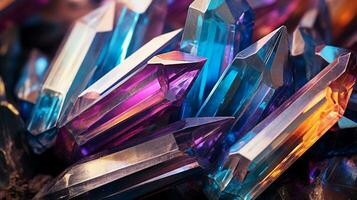 Close up of colorful cluster of crystals background AI Generated photo