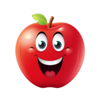 rood appel met gelukkig gezicht ai generatief png