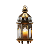 Ramadan lanterne 3d d'or ramadhan kareem islamique lampe ai génératif png