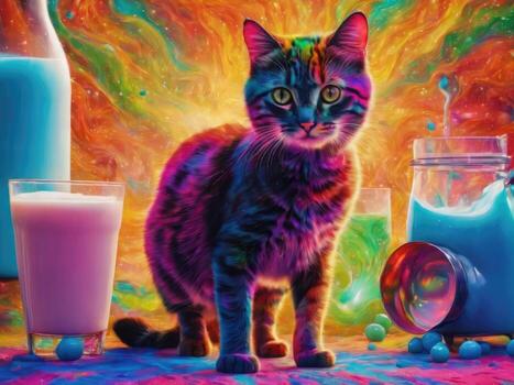 Cute cat with beautiful background creative AI design. photo