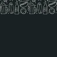 Oktoberfest frame with place for text. Doodle oktoberfest background with beer and meet. vector