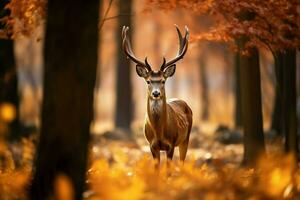 Deer in the autumn forest illustration AI Generated photo