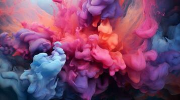 Exploded colorful smoke background AI Generated photo