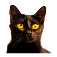 misterioso Preto gato olhando generativo ai png