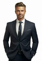 Ai generative Business man in a suit white transparent background photo