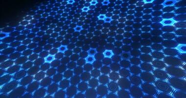 Abstract blue background pattern of hexagons glowing futuristic digital energy magical bright photo