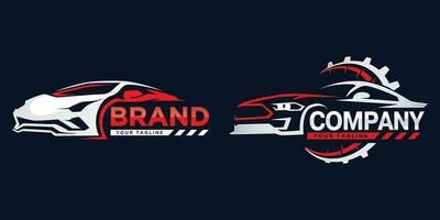 conjunto de coche garaje logo diseño modelo vector