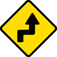agudo doble curva, primero a bien, la carretera señales, advertencia señales iconos png