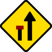 Left lane ends, Road signs, warning signs icons. png