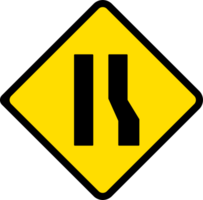 Road narrows on right side, Road signs, warning signs icons. png